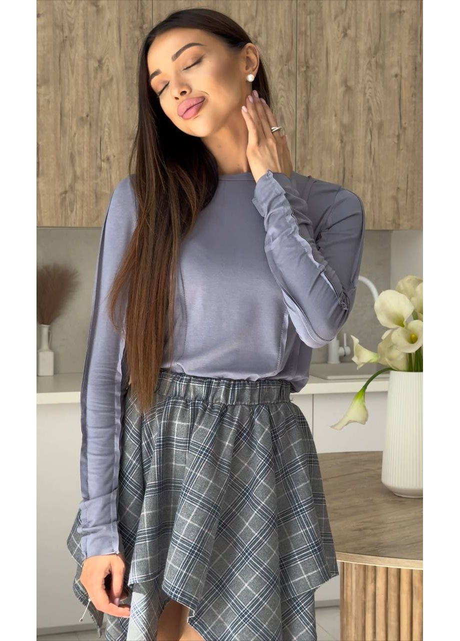 Спідниця шотландка з імітацією зав’язаної сорочки — Заміри в описі DK/DL Мода без кордонів (366420904)