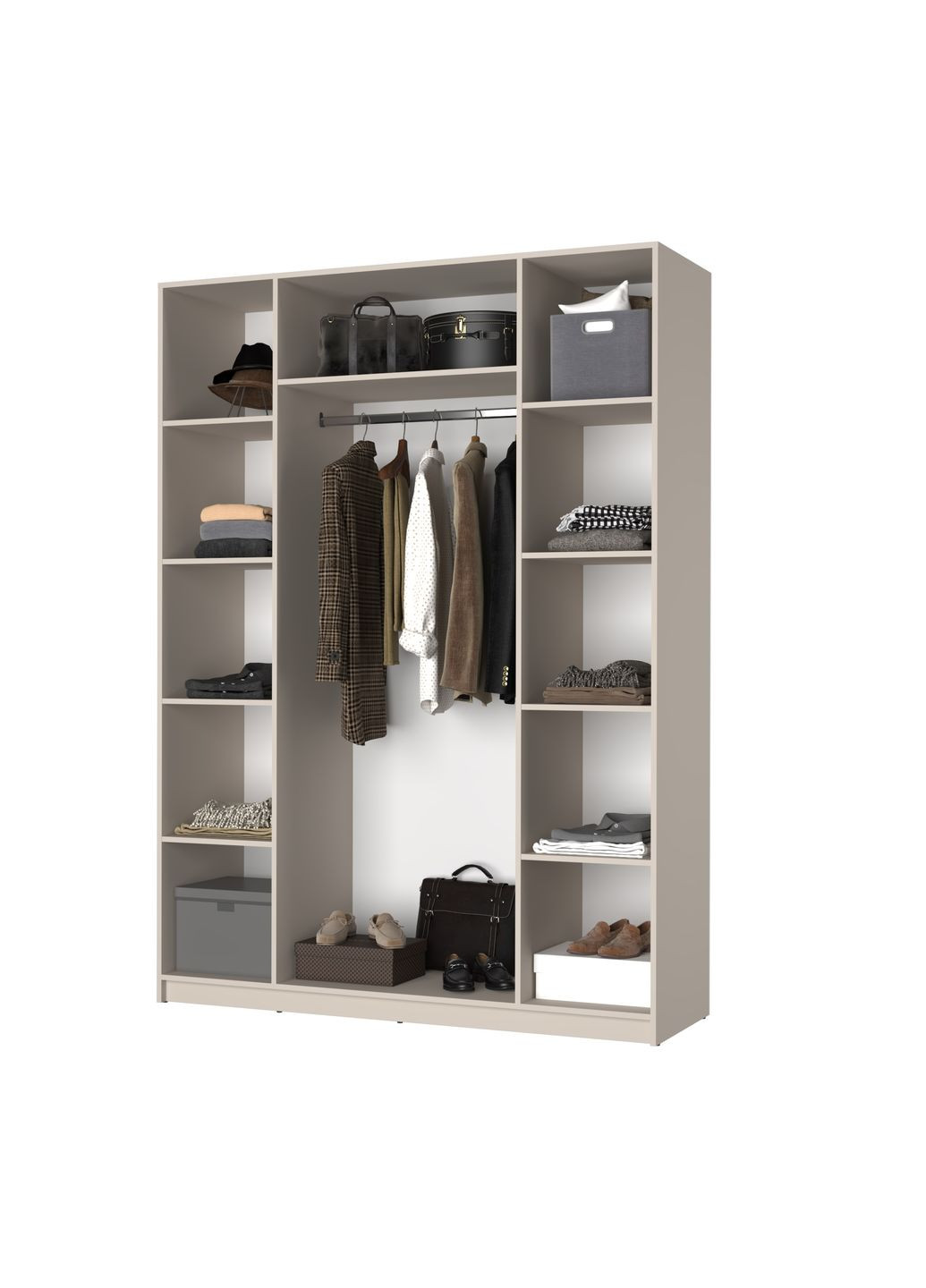 Шкаф 4-дверный с антресолью Оскар ДСП BG, стандарт 160x52x260 см (MBS-4992) MebelStar (371688755)