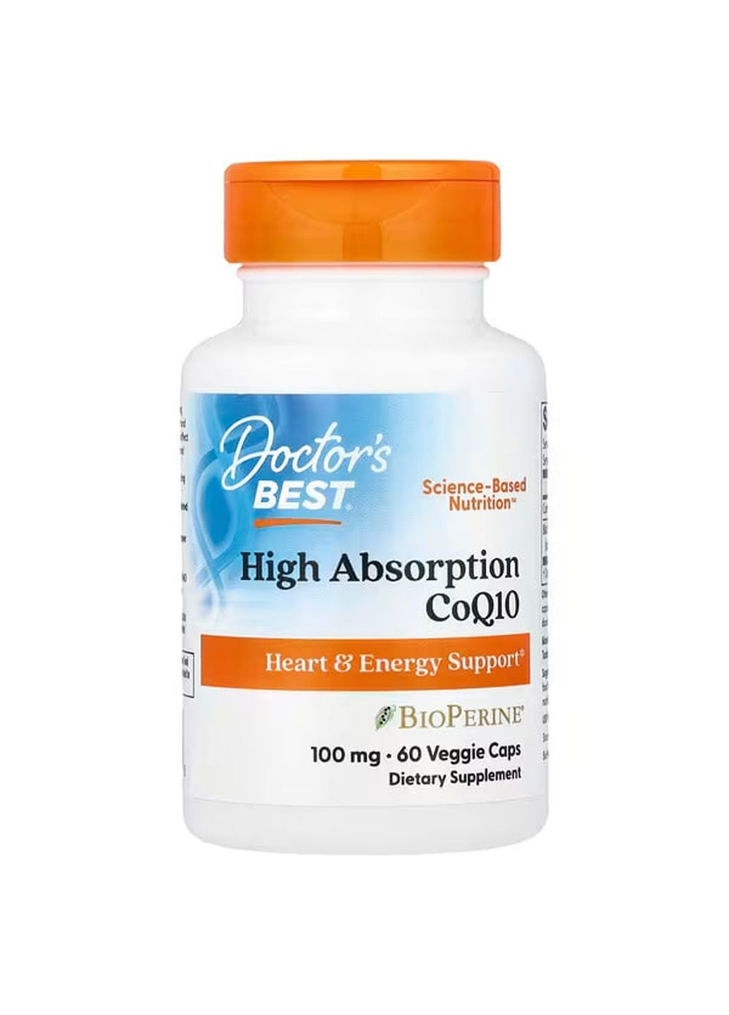Коэнзим Q10, High Absorption CoQ10,, с биоперином, 100 мг, 60 вегетарианских капсул Doctor's Best (367984909)