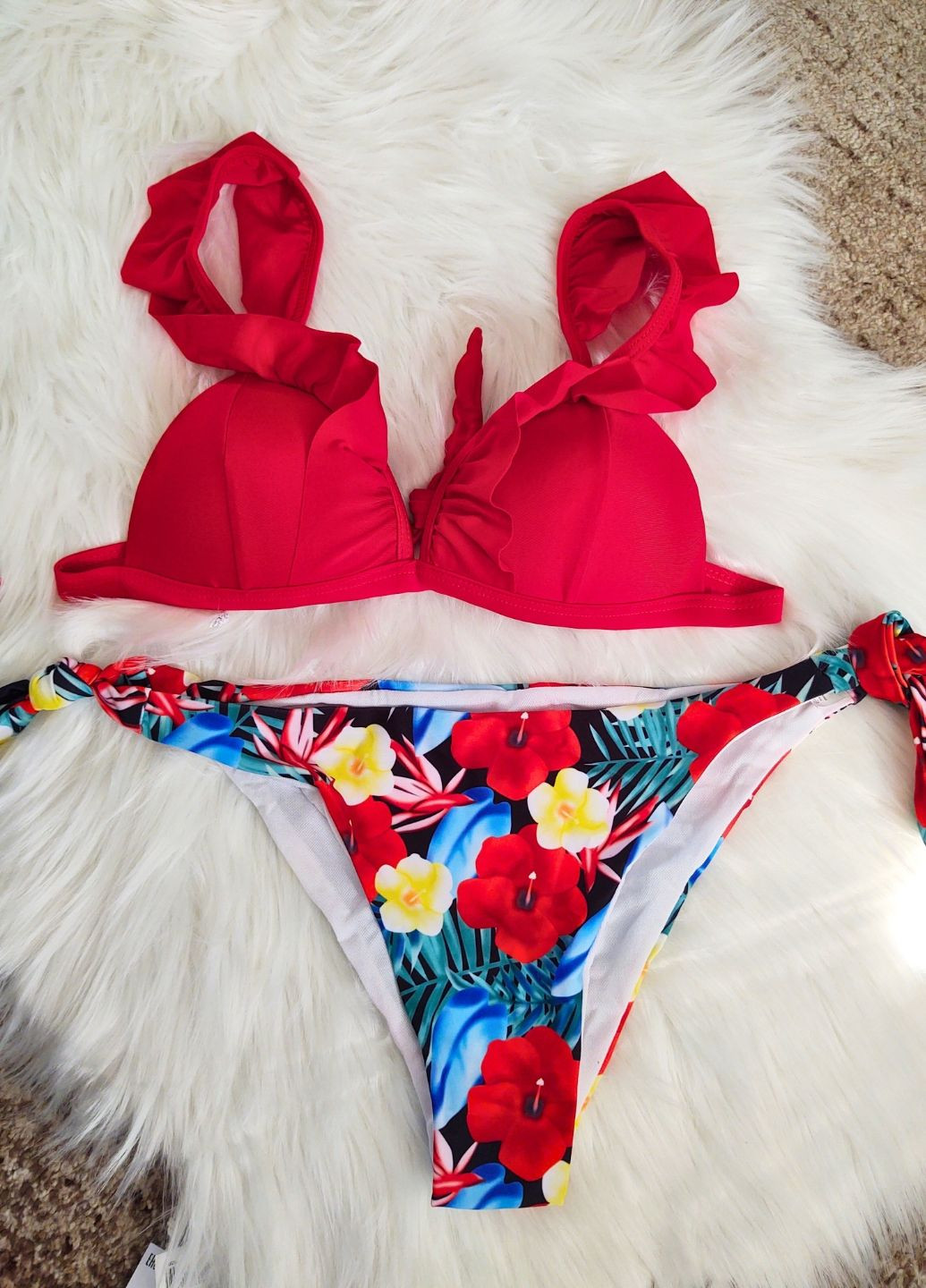 Червоний літній роздільний купальник red роздільний FS