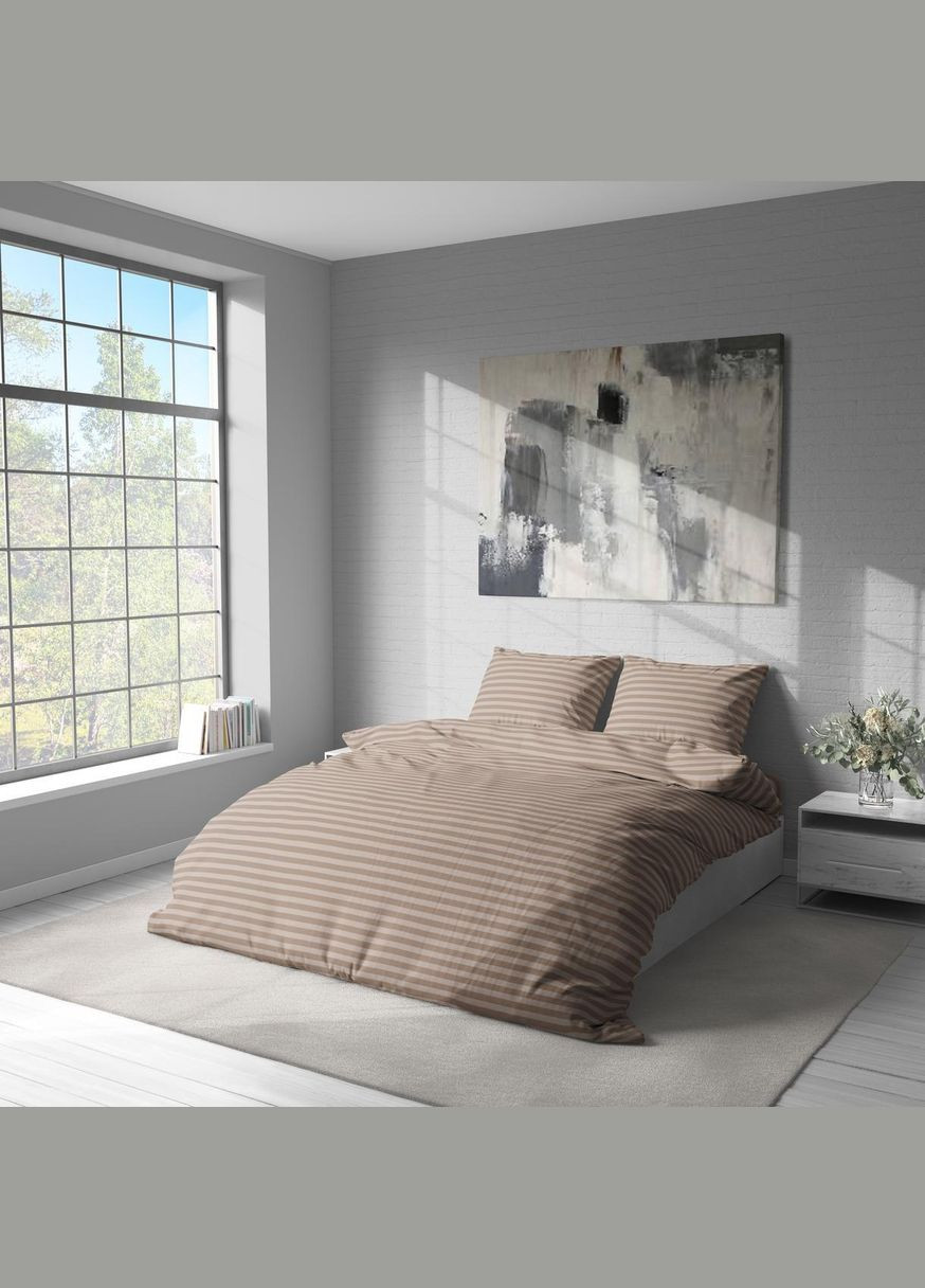 Комплект постільної бавовни Євро 200х215 наволочка 50х70 2шт Беж (П4К-lel-B-1188-03-01) No Brand (316230703)