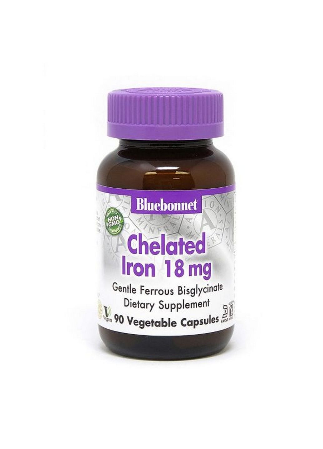 Вітаміни та мінерали Bluebonnet Albion Chelated Iron 18 mg, 90 вегакапсул Bluebonnet Nutrition (293483397)