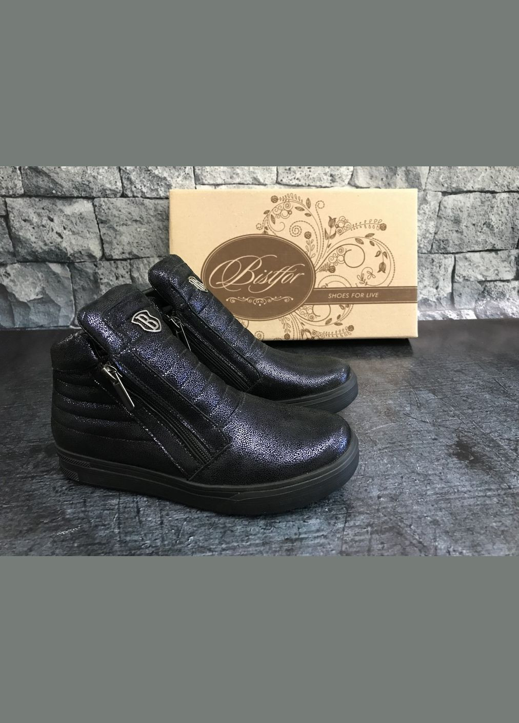 Синие повседневные осенние натуральные ботинки на платформе,, бистфор, украина Bistfor