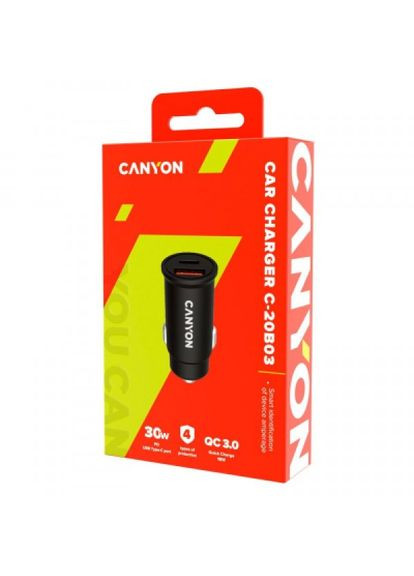 Зарядний пристрій Canyon pd 30w/qc3.0 18w pocket size car charger (268143804)