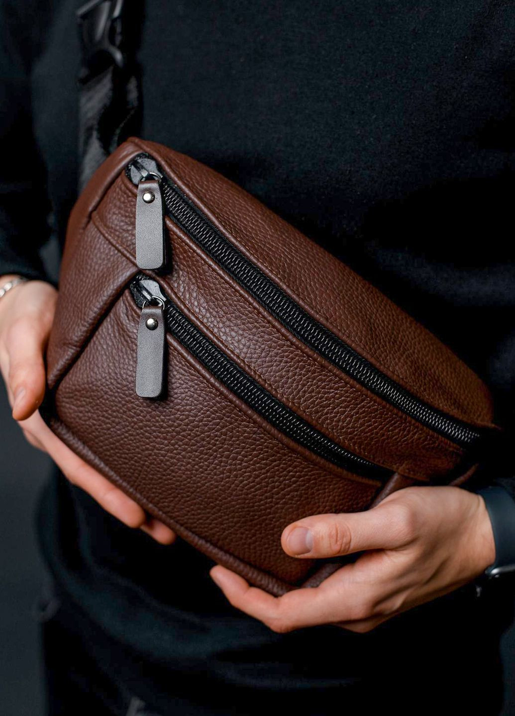 Бананка з натуральної зернистої шкіри Vishnya (317734921)