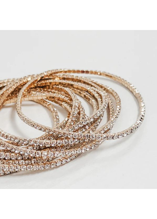 Браслети комплект 12 одиниць стрази золотисті No Brand (366088564)