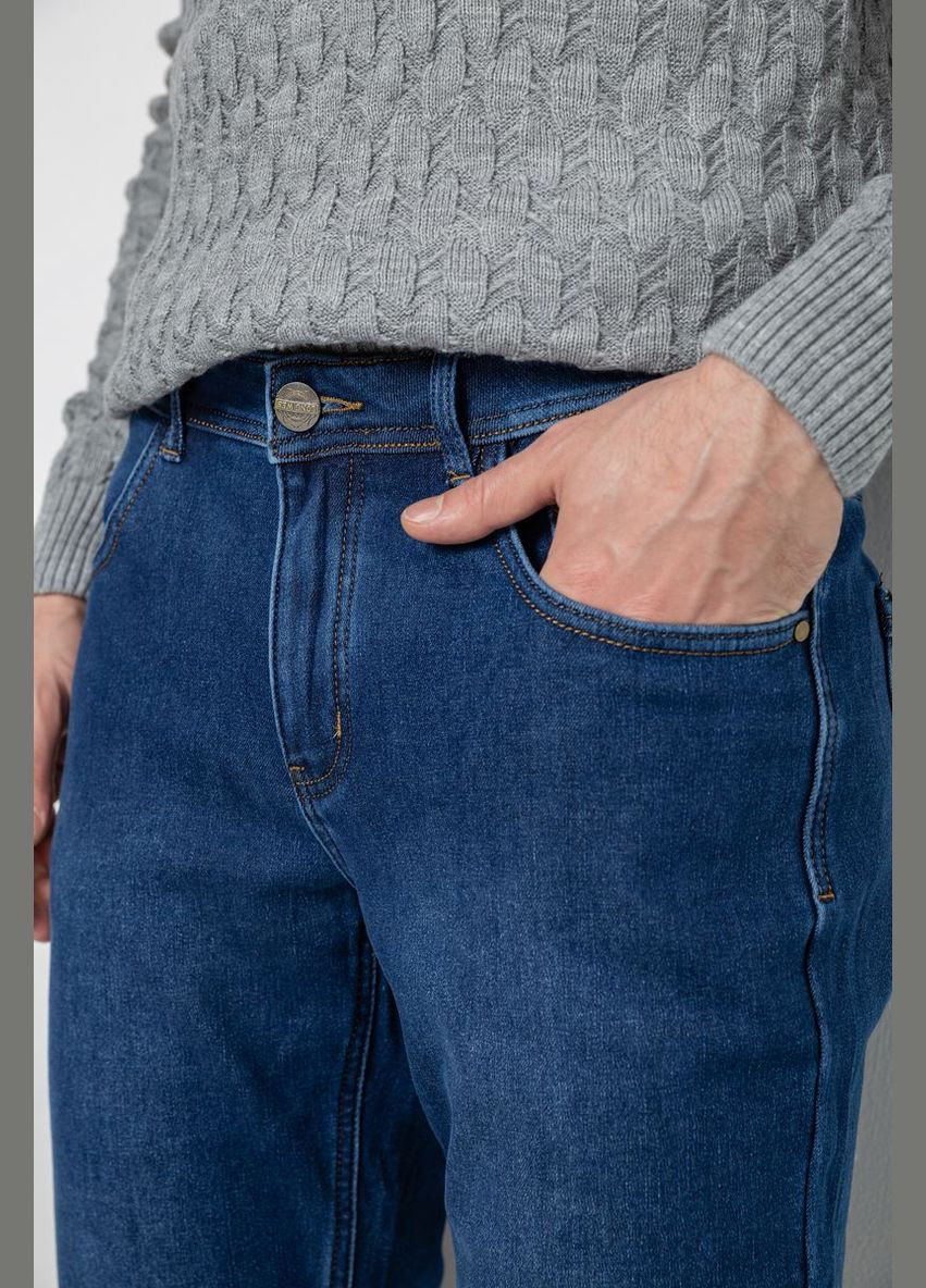 Синие демисезонные прямые джинсы мужские на флисе синие с потертостями размер 29 (sku_254r2402) Ager