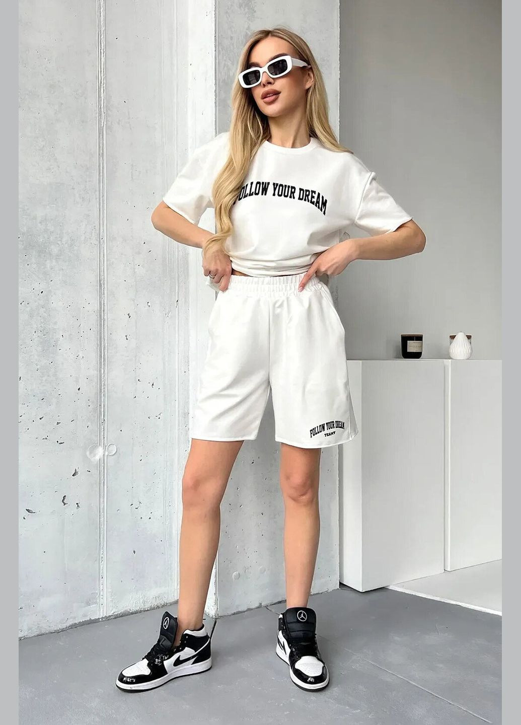 Женский летний костюм с шортами DREAM Белый Teamv (327223132)