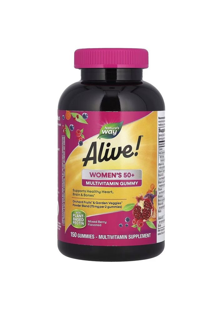 Комплекс для здоров'я жінок 50+ Alive! Women's 50+ Gummy, 150 желейок Nature's Way (322209890)