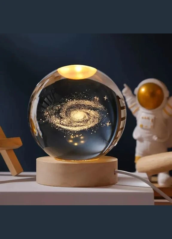 Світлодіодний нічник, LED 3D-світильник, кришталева куля Галактика, діаметр 8 см, живлення USB, 3309887 Lem Berger (315719742)