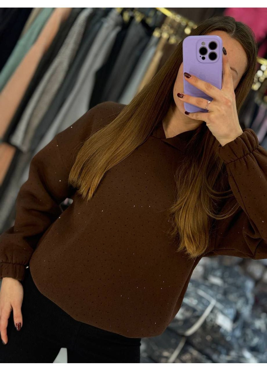 Кофта 1681 батник декорована стразами з капюшоном,турецька трьохнитка на флісі Україна (368464981)