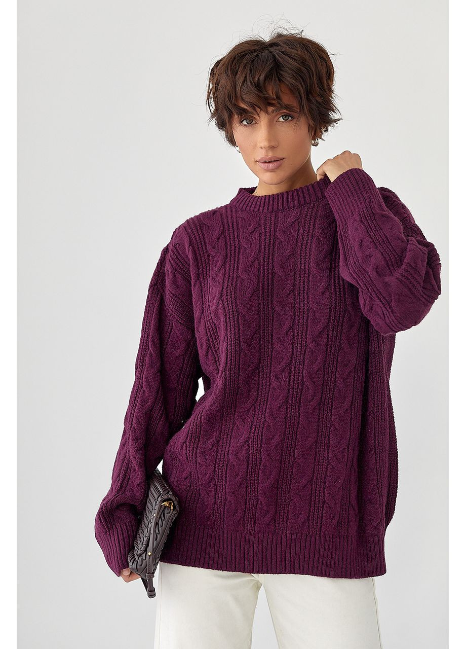 Свободная вязаная кофта в косички Lurex (366241643)