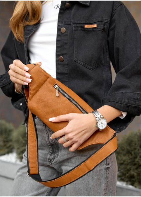 Сумка на пояс з натуральної шкіри Tirso зі шкіряним ремнем, коричнева (SKU_81333121w-VS) Sambag (302450430)