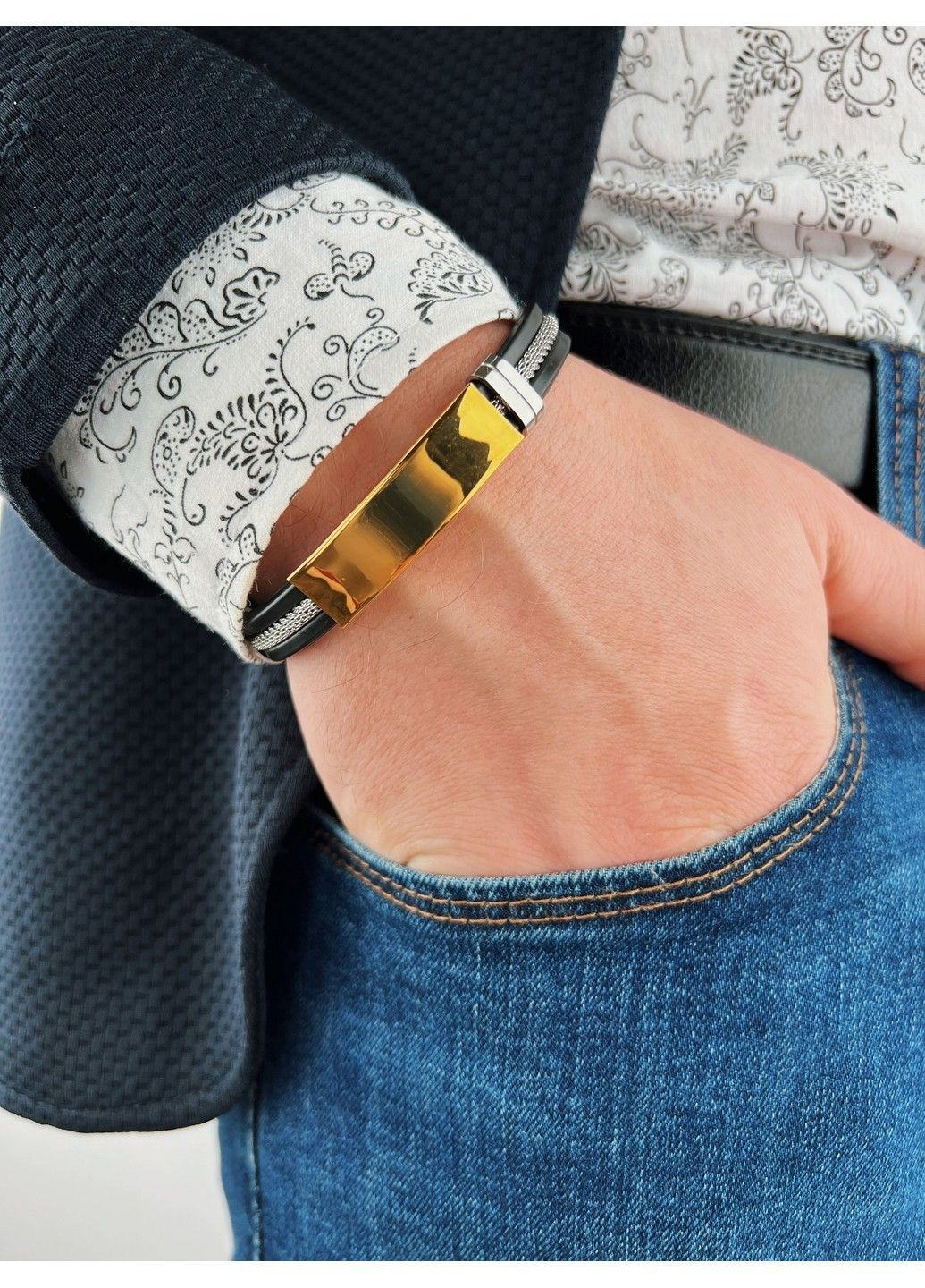 Браслет під гравіровку з медичної сталі на силіконовому ремінці 20см BSS-086 No Brand (299486469)