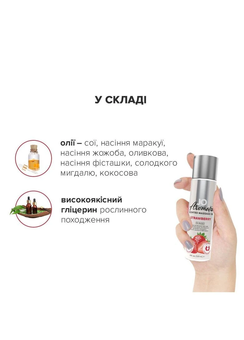 Натуральное массажное масло JO Aromatix Massage Oil Strawberry 120 мл System JO (383107254)