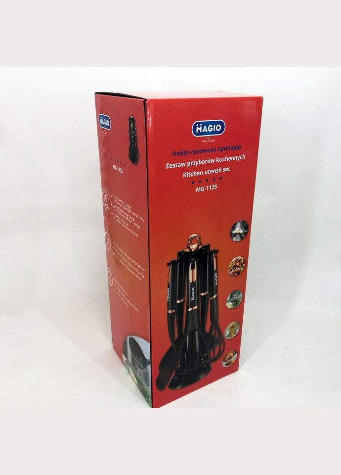 Набір кухонних приладів MG-1125, набір поварешок на підставці, набір силіконових приладів для кухні Magio (364664088)