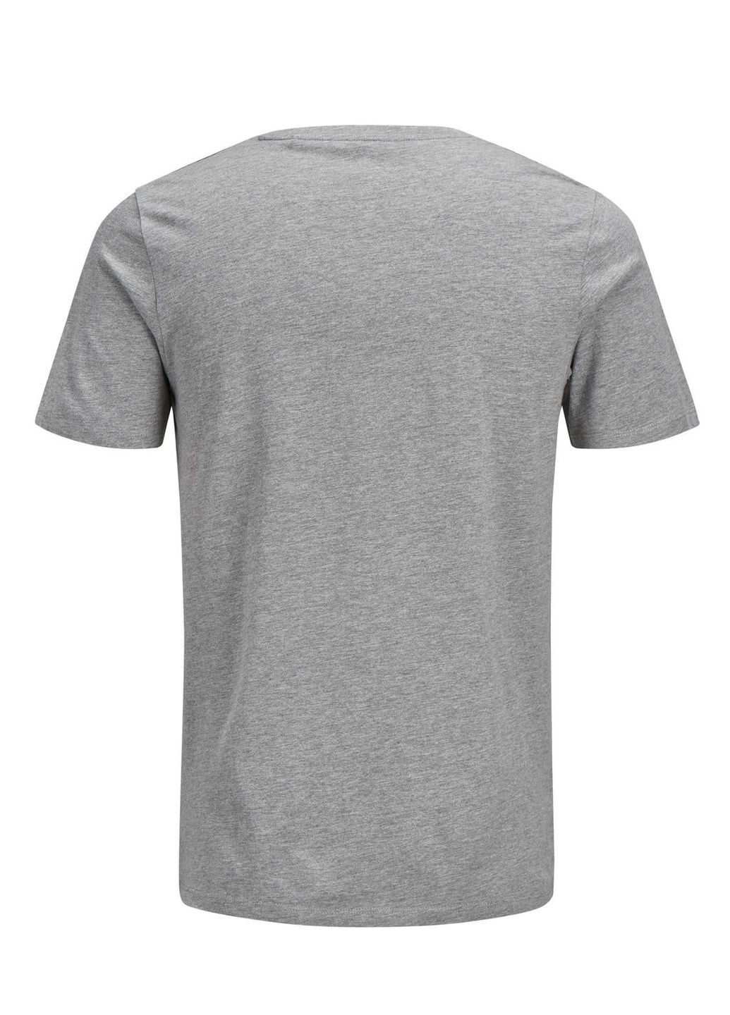 Серая футболка basic,серый меланж с принтом,jack&jones Jack & Jones