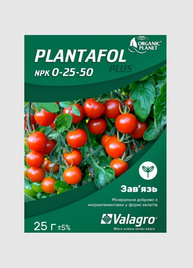 Добриво PLANTAFOL зав'язь NPK 0.25.50 25 Г Valagro (307165491)