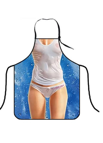 з приколом для жінок в мокрій білизні 75 на 60 см різнобарвний Jannet Фартух (318561811)