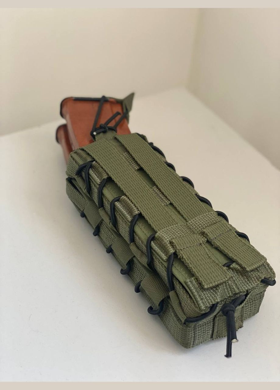 Подвійний штурмовий підсумок для магазинів АК з пластиковими вставками ClefersTac М22 X, Oxford 600D олива (5024605Х) Clefers (330615109)