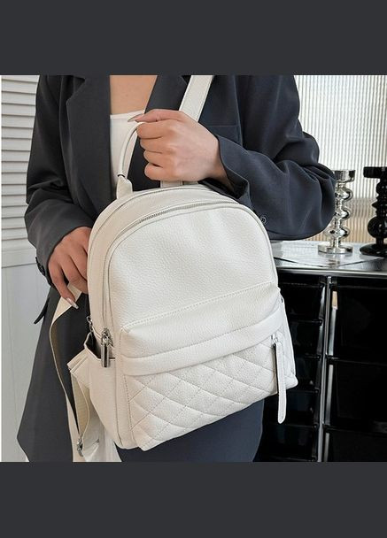 Жіночий шкіряний рюкзак міський. Модний рюкзак жіночий. Рюкзак з натуральної шкіри білий 23479 Tiding Bag (336182103)