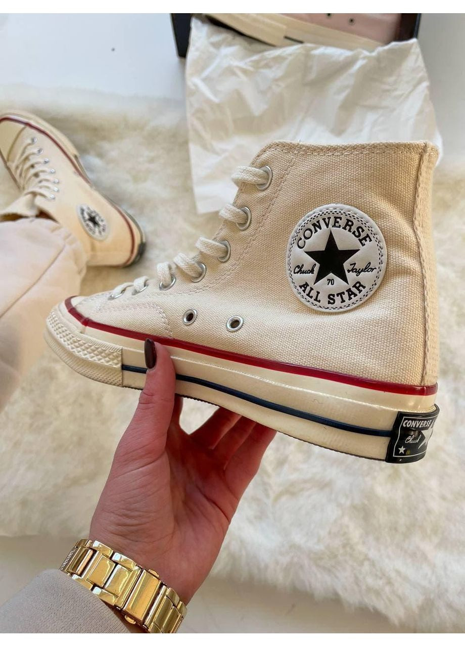 Бежевые демисезонные кеды мужские converse chuck 70 classic high top конверс No Brand