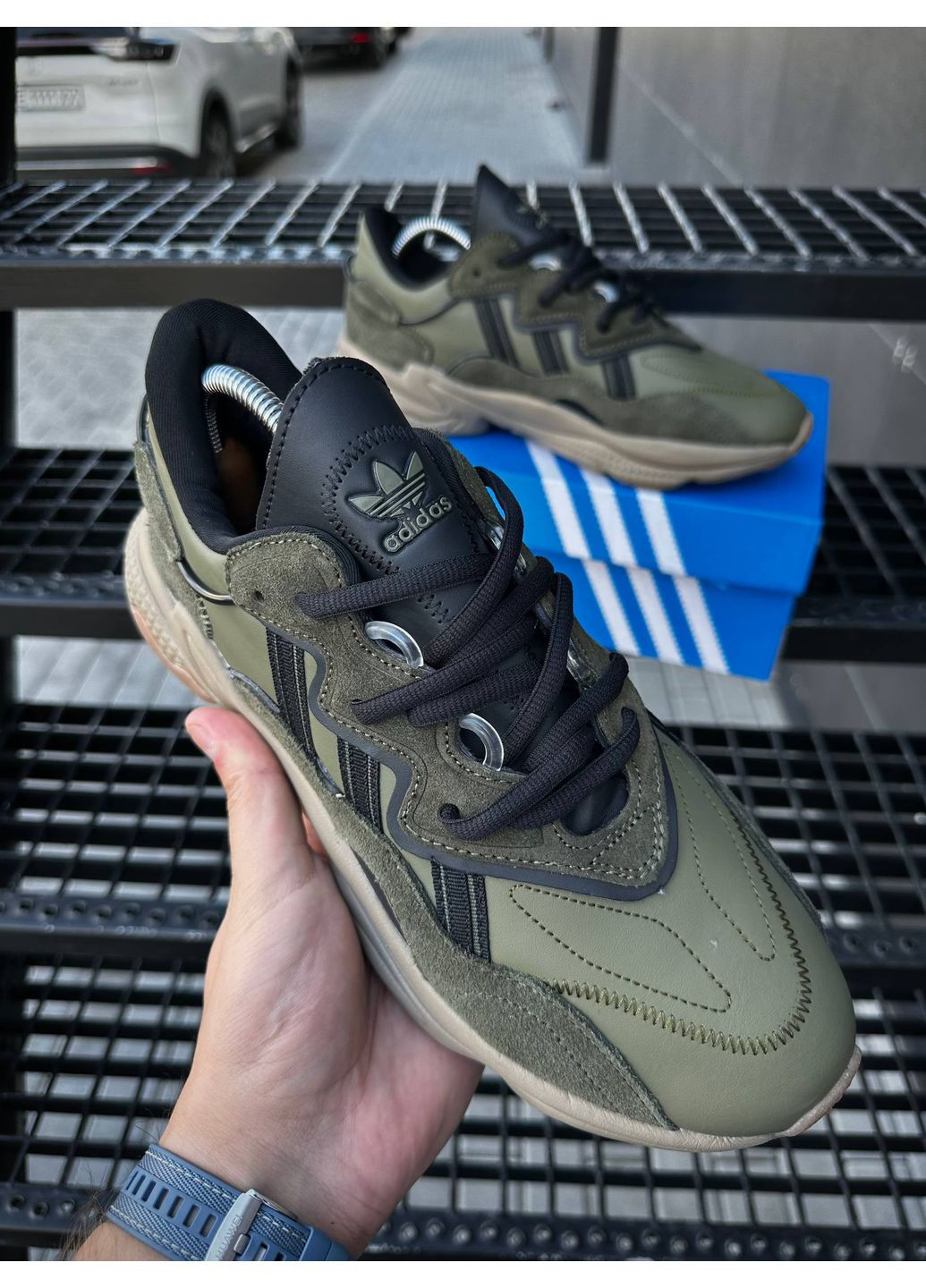 Оливковые (хаки) демисезонные мужские кроссовки No Brand