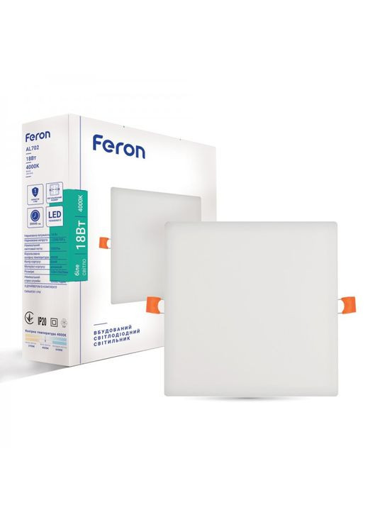 Світлодіодний вбудований світильник AL702 18Вт 4000K білий Feron (365651807)