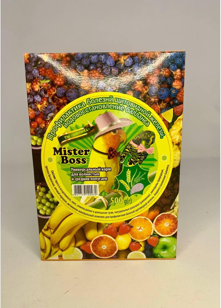 Корм для попугаїв йод + захистова залоза "Містер Бос" 500 г No Brand (320950407)