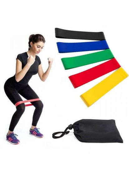 Гумка еспандер для фітнесу 5 шт з чохлом Фітнес стрічки для дому та залу гумки для йоги U-Powex (301088716)