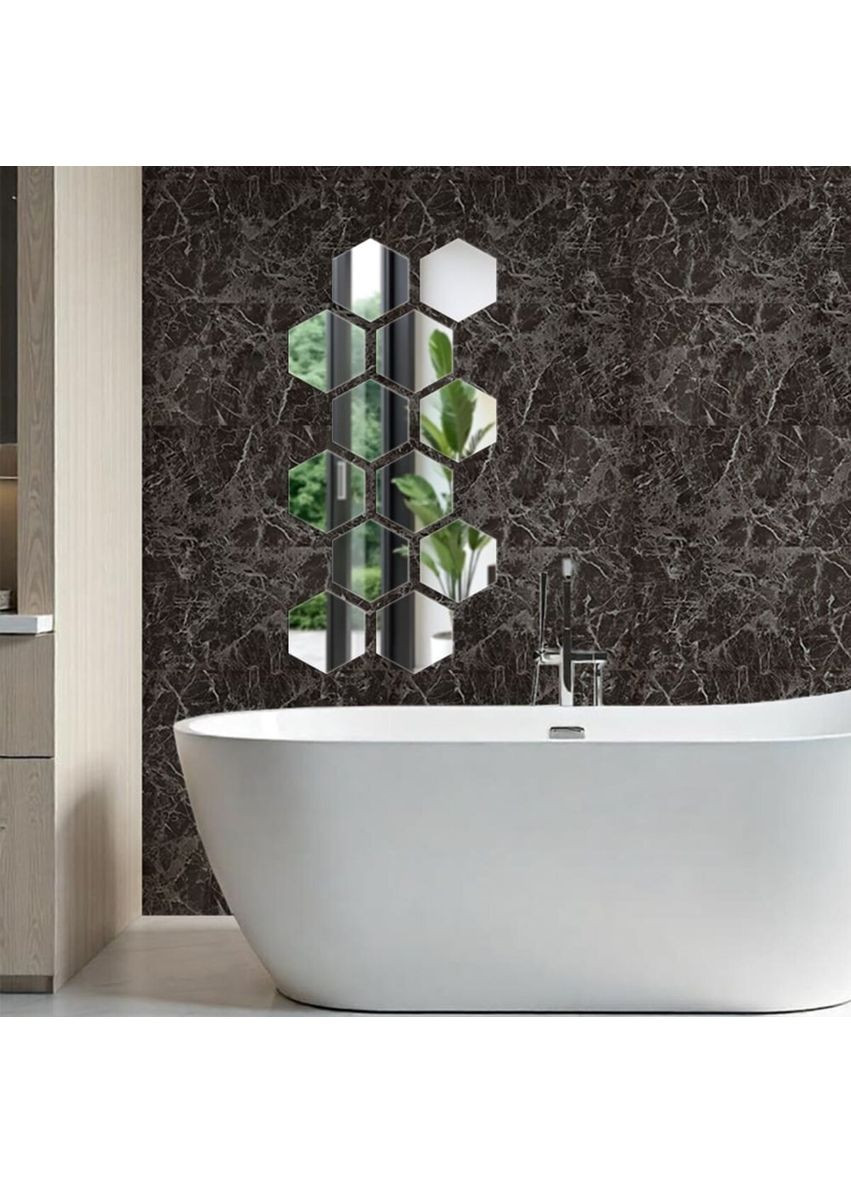 Дзеркальний акриловий декор самоклеючий 12шт срібло для інтер'єру на стіни та меблі дзеркальні наліпки Sticker Wall (372803715)