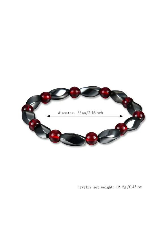 Браслет червоно-чорний з штучного каменю з цирконієм фанковий стиль регульований AurumLux054 Fashion Jewelry (357492671)