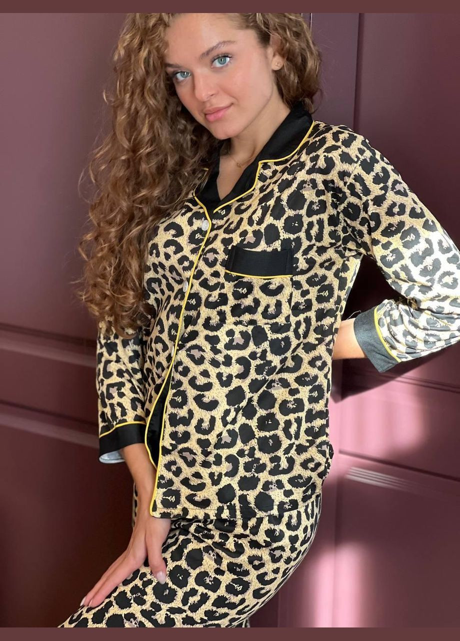 Комбинированная всесезон женская пижама 2479 (леопардовая) No Brand