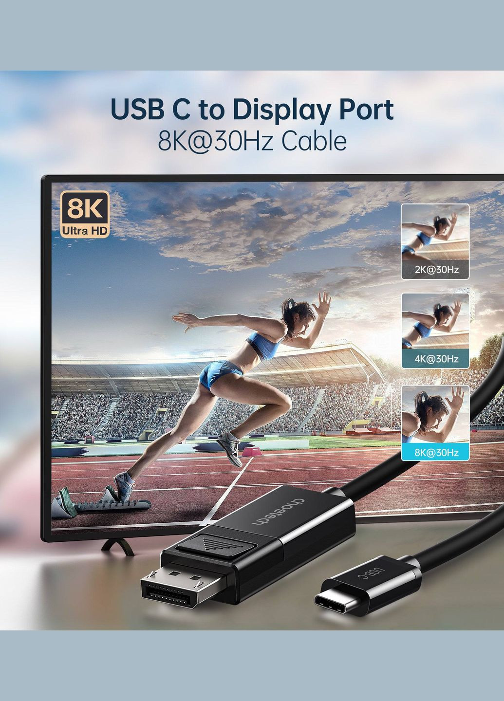 Кабель USB 3.1 Type-C M - DisplayPort M V1.4, Thunderbolt 3, 1.8m 4K@60Hz PVC, чорний CHOETECH (315142909)