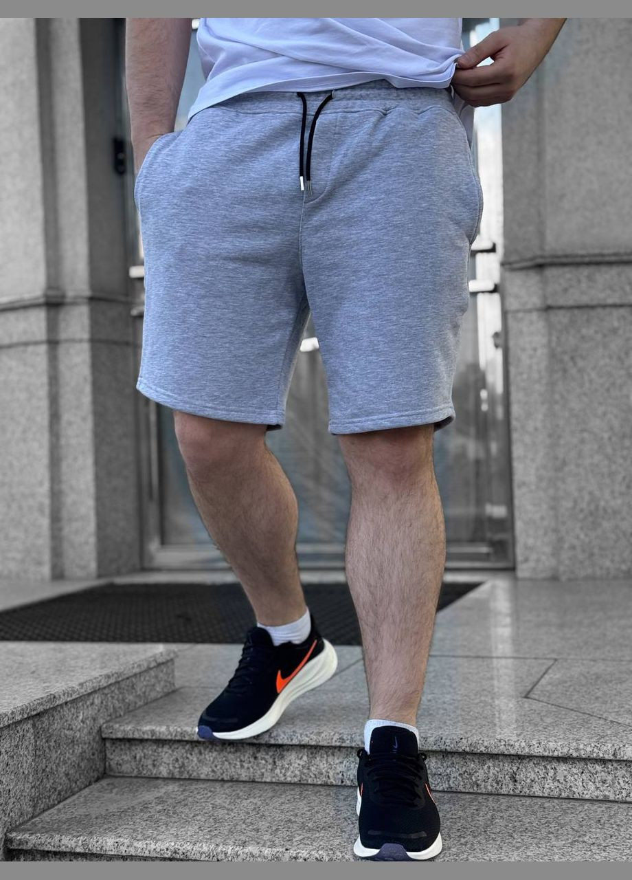 Шорти базові сірий меланж петля No Brand (329822024)