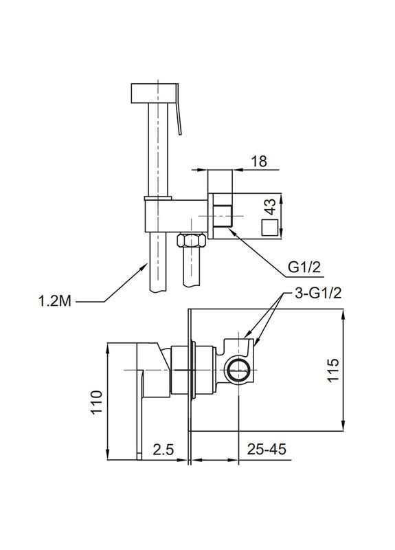 Змішувач для гігієнічного душу KI-23015-02 (з нерж. сталі) (Колір нерж) (KR4786) KOER (321205234)