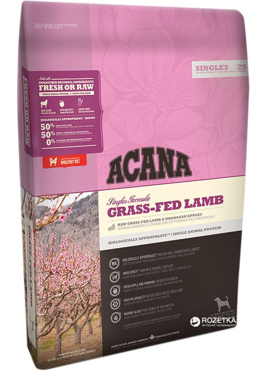 Сухий гіпоалергенний корм для собак усіх порід GrassFed Lamb 17 кг (a57017) Acana (280951596)