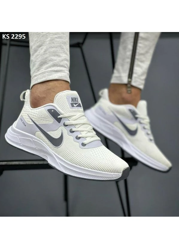 Білі кросівки чоловічі nike air zoom white gray найк аір зум білі демісезон No Brand