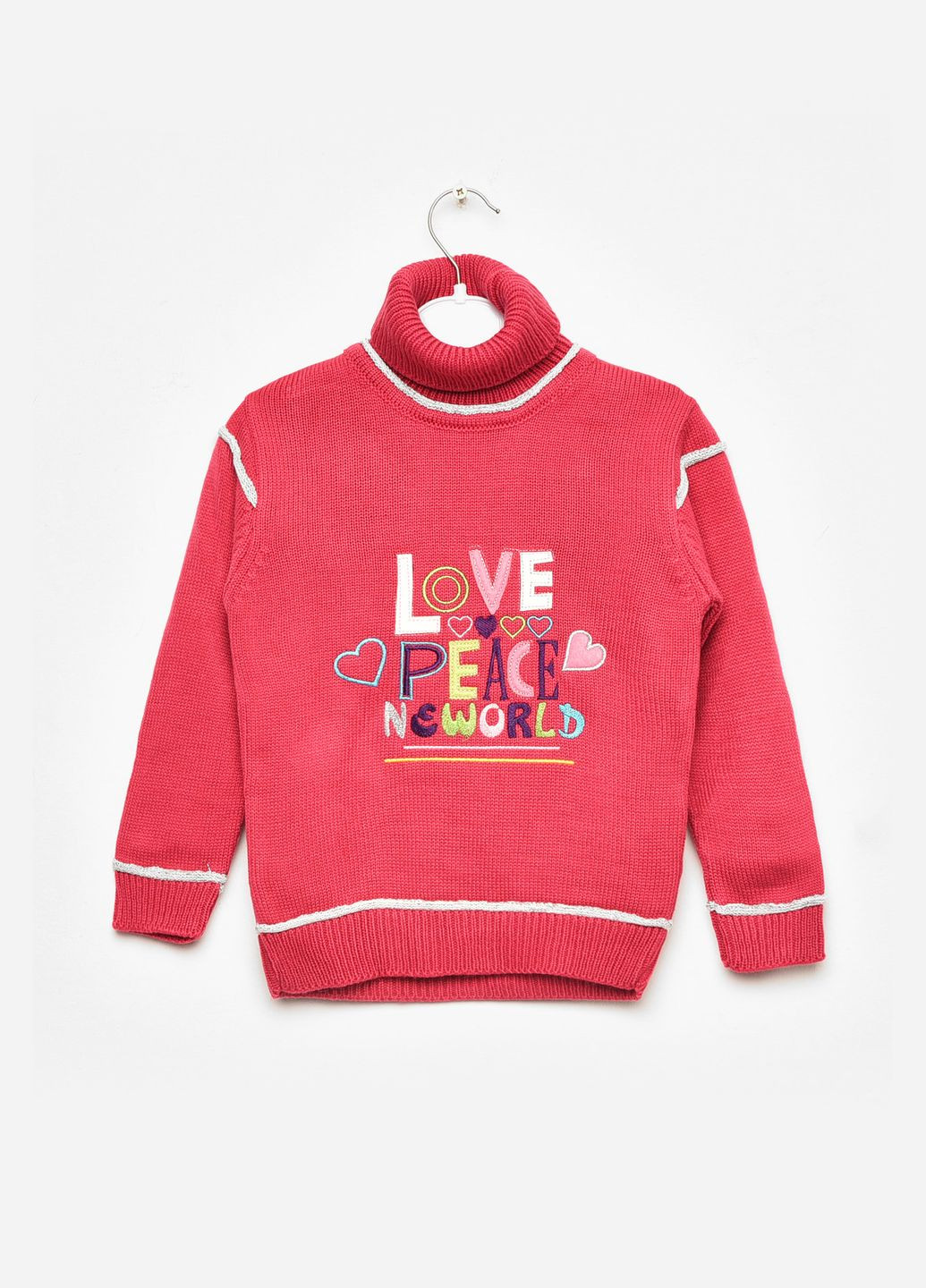 Рожевий зимовий светр дитячий для дівчинки рожевого кольору пуловер Let's Shop