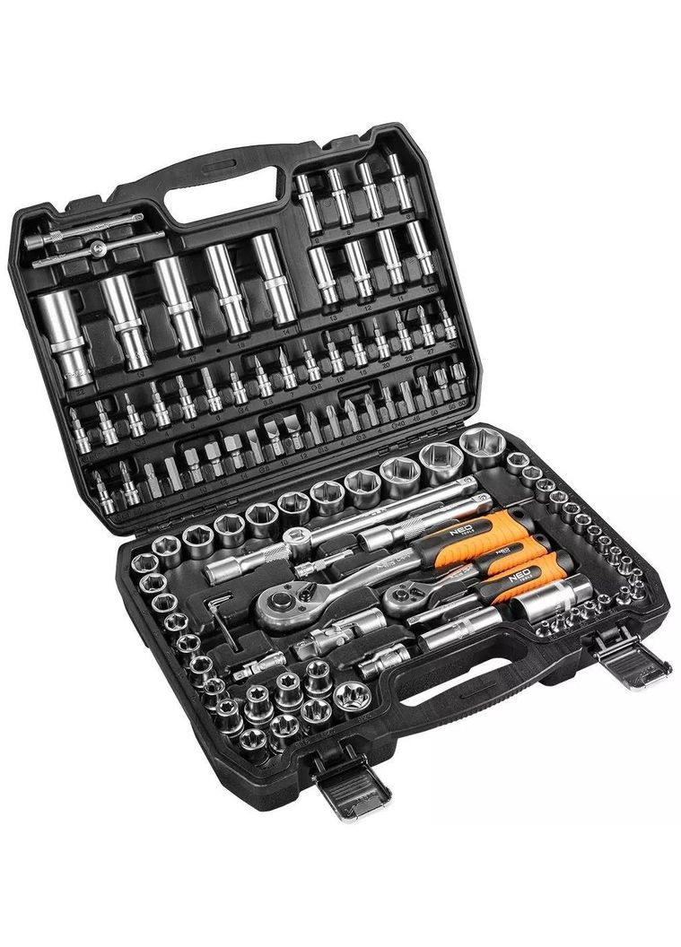Набор инструментов, Набор торцевых головок, 108шт, 1/2", 1/4", CrV, кейс Neo Tools (330578793)