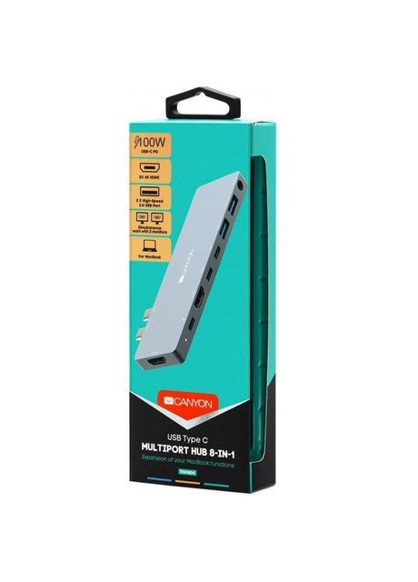 Док-станція для ноутбука Docking Station with 8 port, 1*Type C PD100W+2*Type-C (CNS-TDS08DG) Canyon (315504147)