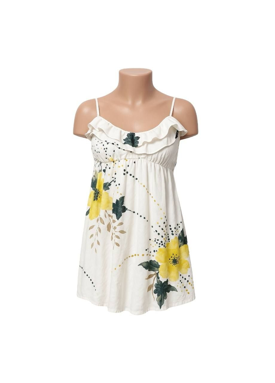 Белое повседневный платье бело-жёлтый Traffic People с абстрактным узором