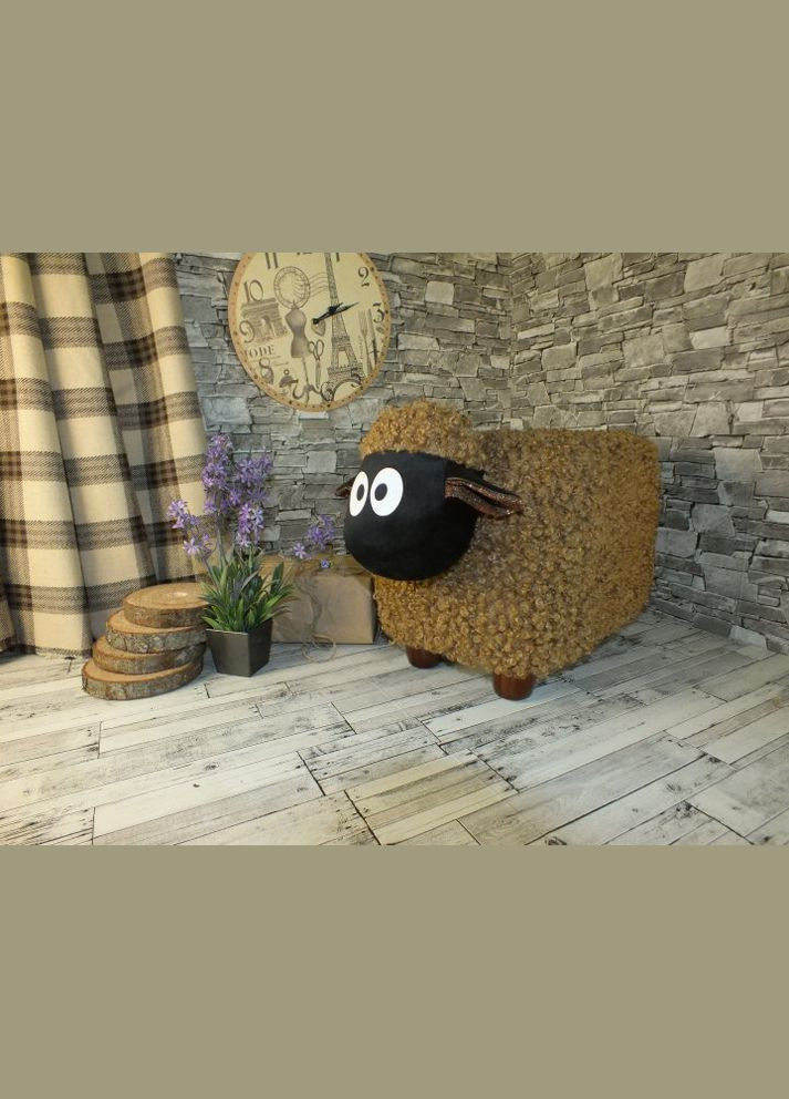 Пуф дитячий Баранчик Шон Meblityt 45х30х30 Кучерявий Коричневий (BHK200305) INSI Wood (314464590)