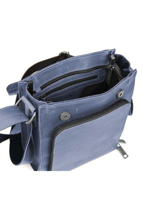 Сумка месенджер через плече чоловіча шкіряна Синій 35640 TARWA (334285435)