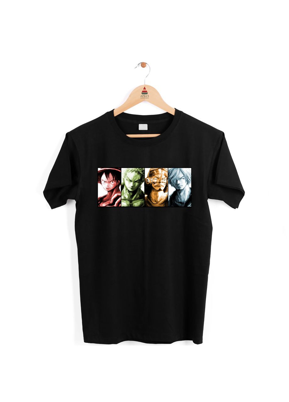 Футболка черная с аниме принтом "Ван-Пис One Piece Усопп Луффи Санджи Ророн Зоро" Кавун футболка (316345074)