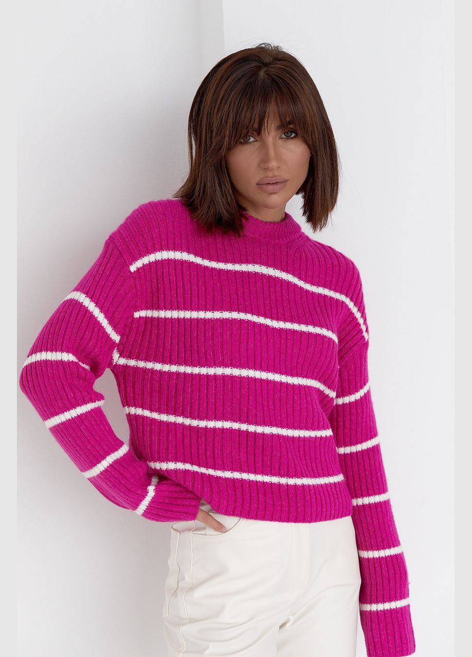 Женский вязаный свитер оверсайз в полоску 01002 Lurex (280910296)