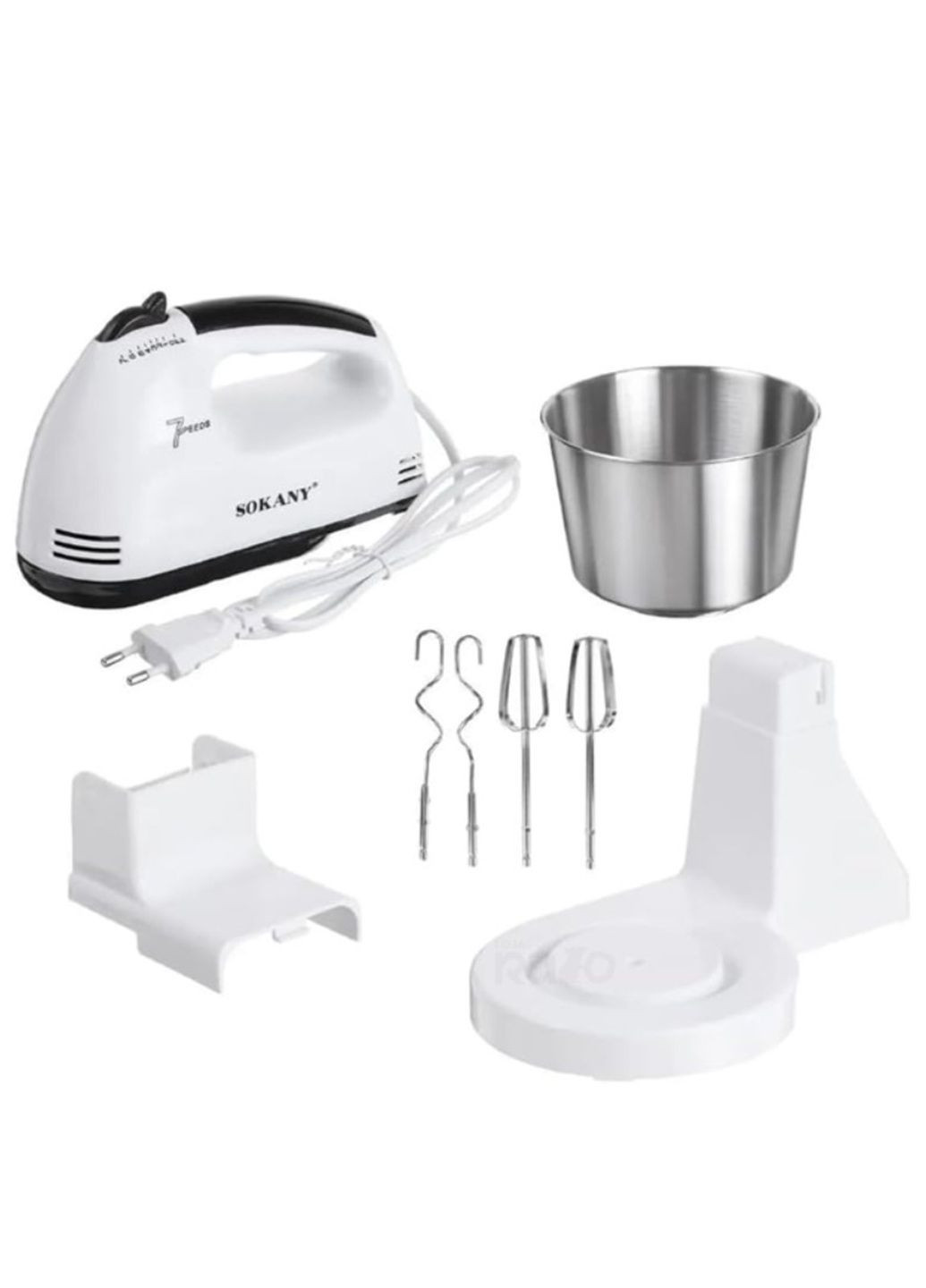 Міксер кухонний з металевою чашею на 2 літри з підставкою SK 6620 250 Вт 7 швидкостей Білий VTech (328069099)