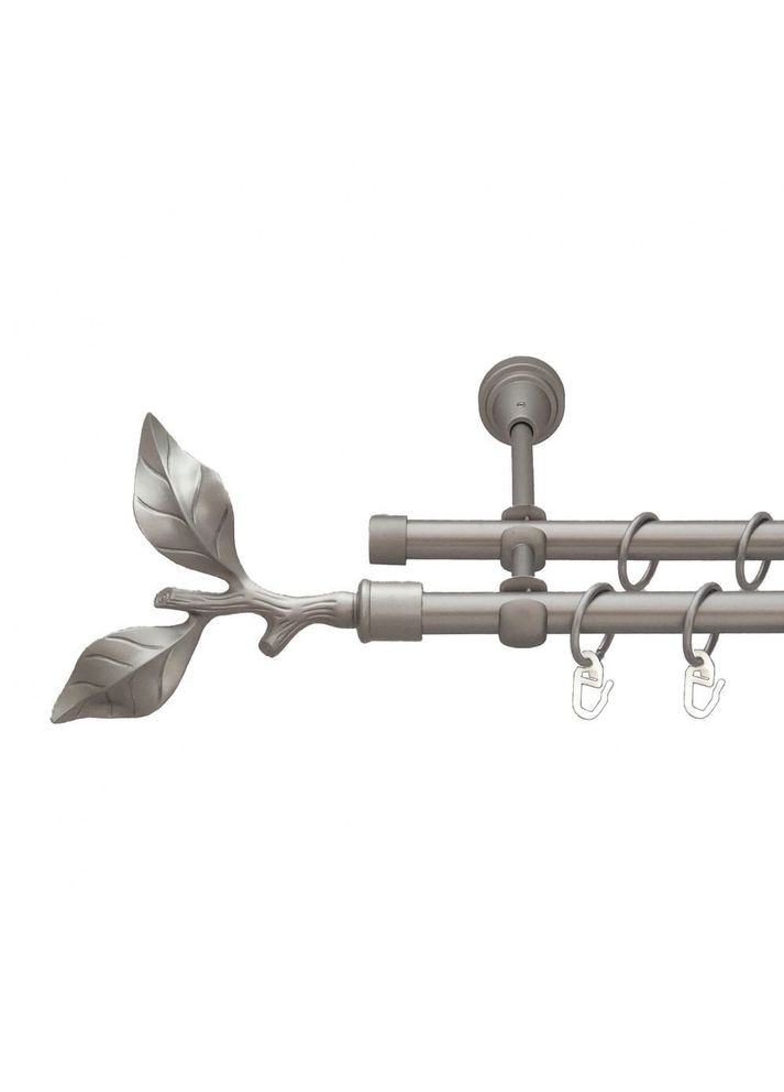 Карниз Листок Троянди металлический двухрядный открытый гладкая труба Сатин 16\16 мм 200 см (6098947) ORVIT (300795714)