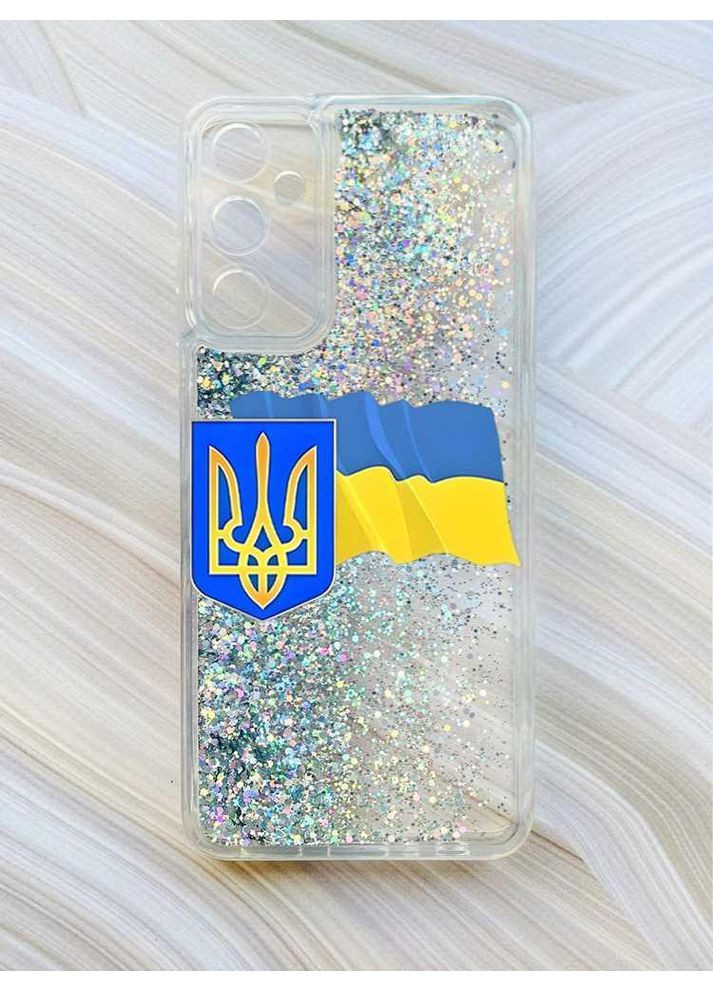 Чехол с плавающими блестками на Samsung Galaxy M34 5G:: Тризуб и флаг Украины (принт 384) CASE CONTROL (360672747)
