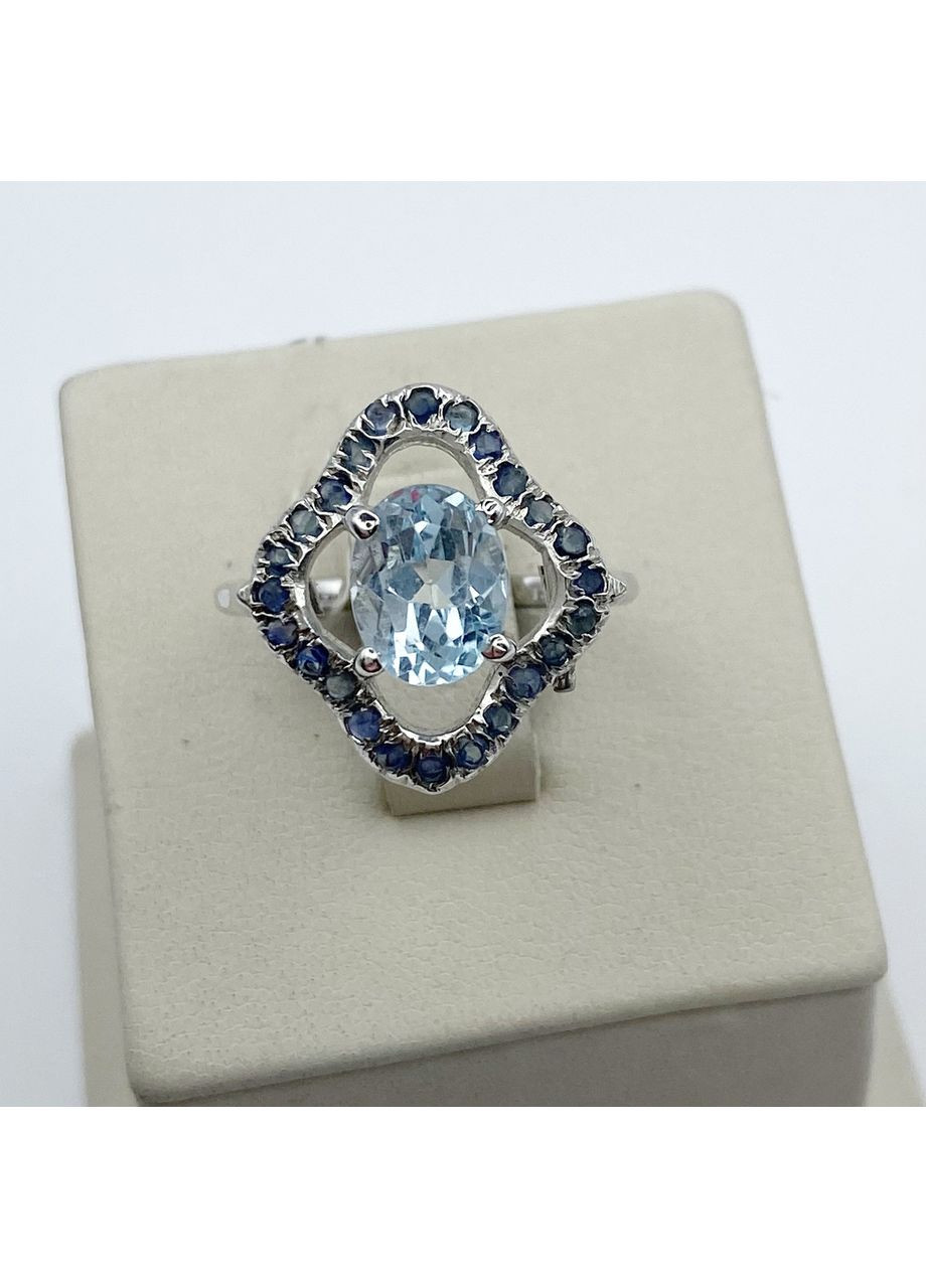 Кольцо серебряное с голубым топазом и кубическим цирконием 17,5 4,68 г No Brand (370142466)
